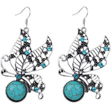 Jewelry Set Retro Butterfly Turquoise Necklace and Earrings