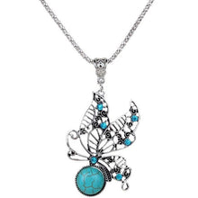 Jewelry Set Retro Butterfly Turquoise Necklace and Earrings