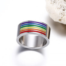Unique Design Six Color Stripes Stainless Steel Ring For Women and Men