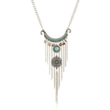 Gypsy Style Turquoise Tassel Long Chain Pendant Necklace