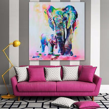 Elephant With Son Canvas Painting (Unframed)