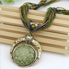 Multilayer Beads Chain Crystal Gem Grain Pendant Necklace