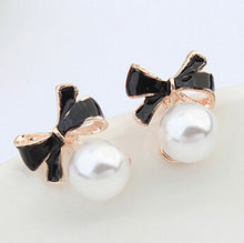 Chic Shimmer Gold Plated Bow Cubic Crystal Stud Earrings