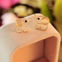 Cute Baby Elephant Opal Stud Earrings for Women