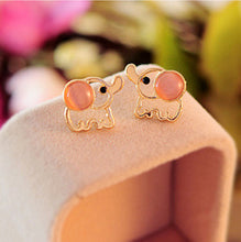 Cute Baby Elephant Opal Stud Earrings for Women