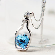 Ladies Crystal Pendant Necklace With Love Drift Bottles