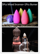 5Pcs Incense Cones + Burner Creative Home Decor Little Buddha