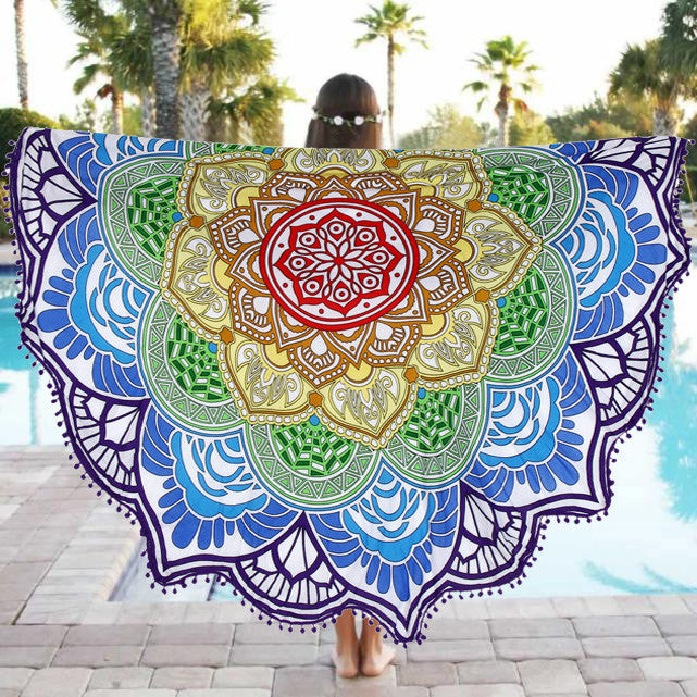Fashion Polyester Round Beach Pool Home Shower Towel Blanket Table Cloth Yoga Mat