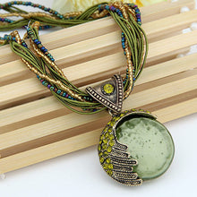 Vintage Reiki Style Opal Stone Pendant Necklace For Women (Rhinestone Rope)