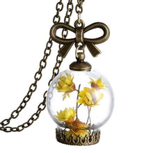 Dried Wild Flowers Glass Necklace