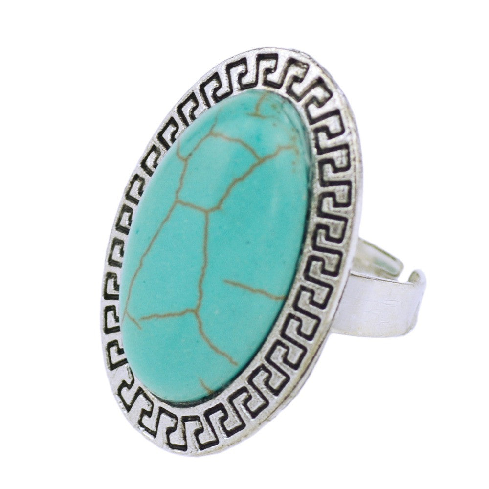 Tibetan Silver Plated Turquoise Ring for Women
