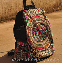 Handmade Embroidery Ethnic Canvas Backpack For Women