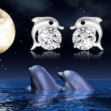 Lovely Crystal Eye Dolphin Stud Earrings