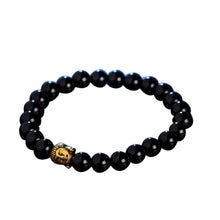 Obsidian or Lava Stone Golden Buddha Head Bracelets