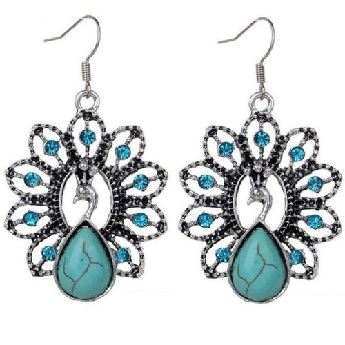 Bohemia Style Peacock Turquoise Earrings