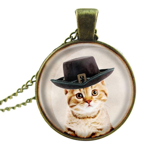 Cat Cabochon Chain Necklace