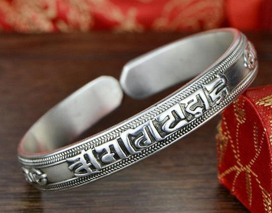 Tibetan Antiqued Style Open Cuff Amulet Bracelet,OM MANI PAD ME HUM